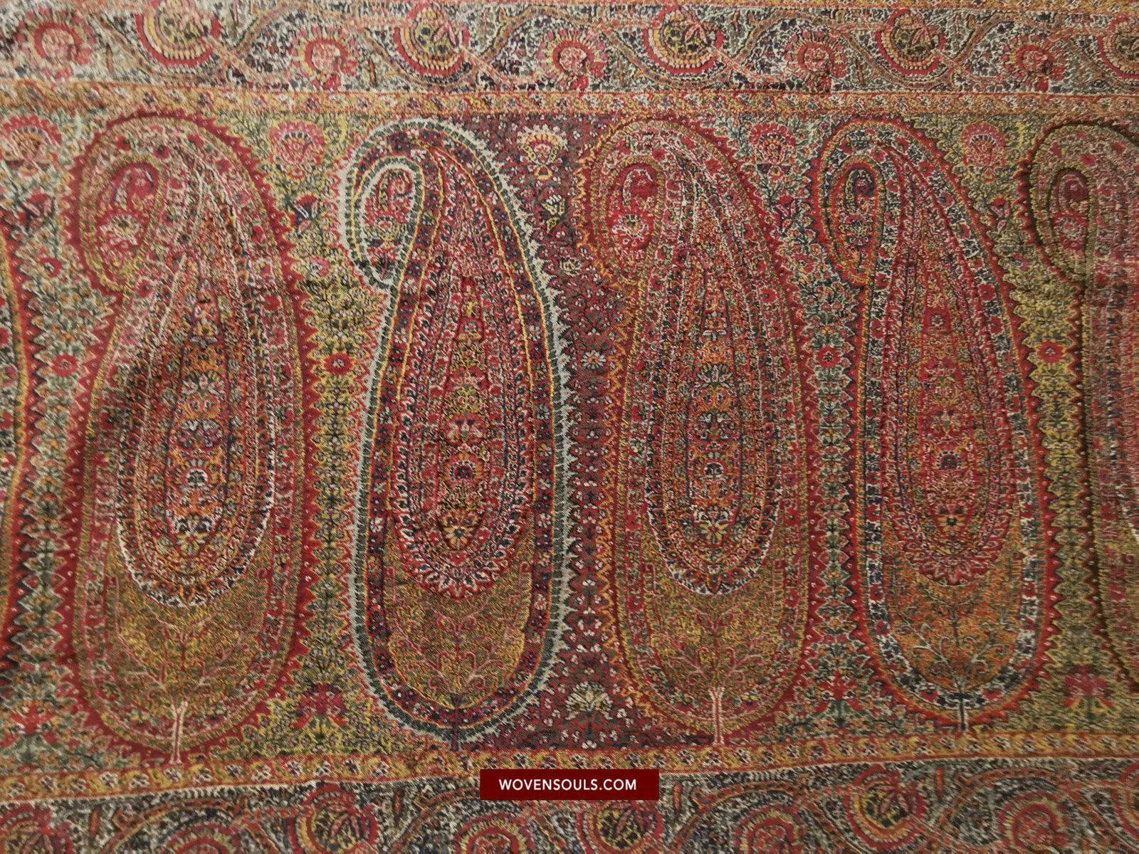 1394 SOLD - Stunning Antique Kashmir Pashmina Shawl Fragment