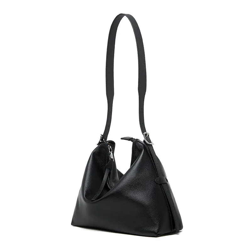 2024 new genuine leather women's armpit crossbody bag 2827 black