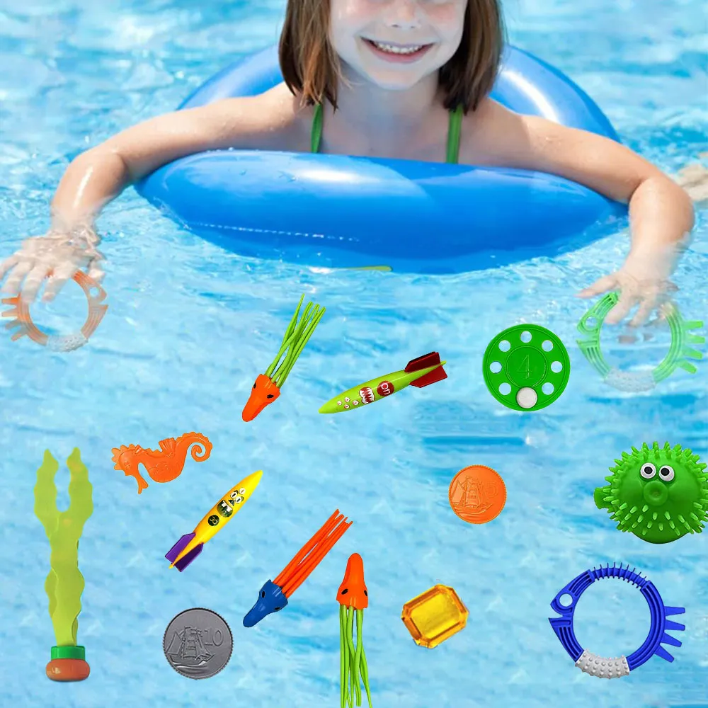 34Pcs Set Pool Diving Swimming Toys for Kids Summer Underwater Game Toys