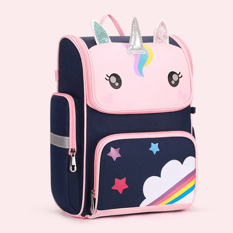3D Cartoon Unicorn Backpacks Kids Bookbag For Grade 3-6 Student