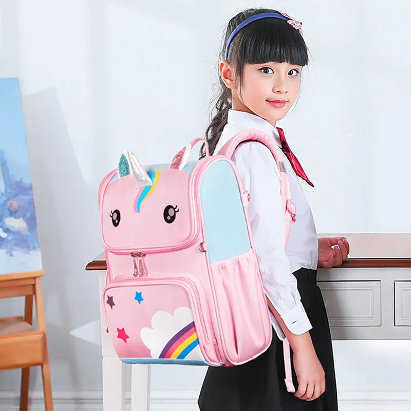 3D Cartoon Unicorn Backpacks Kids Bookbag For Grade 3-6 Student
