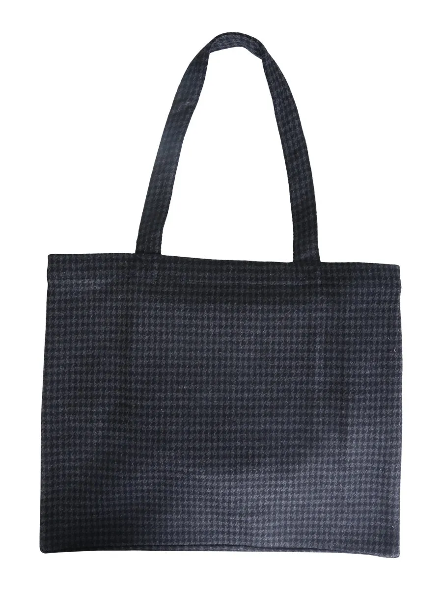 A.P.C. Logo Printed Checked Shopping Bag