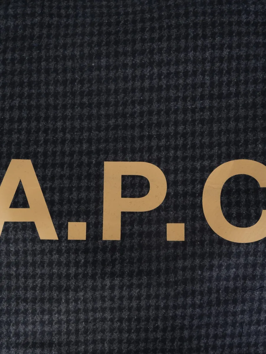 A.P.C. Logo Printed Checked Shopping Bag