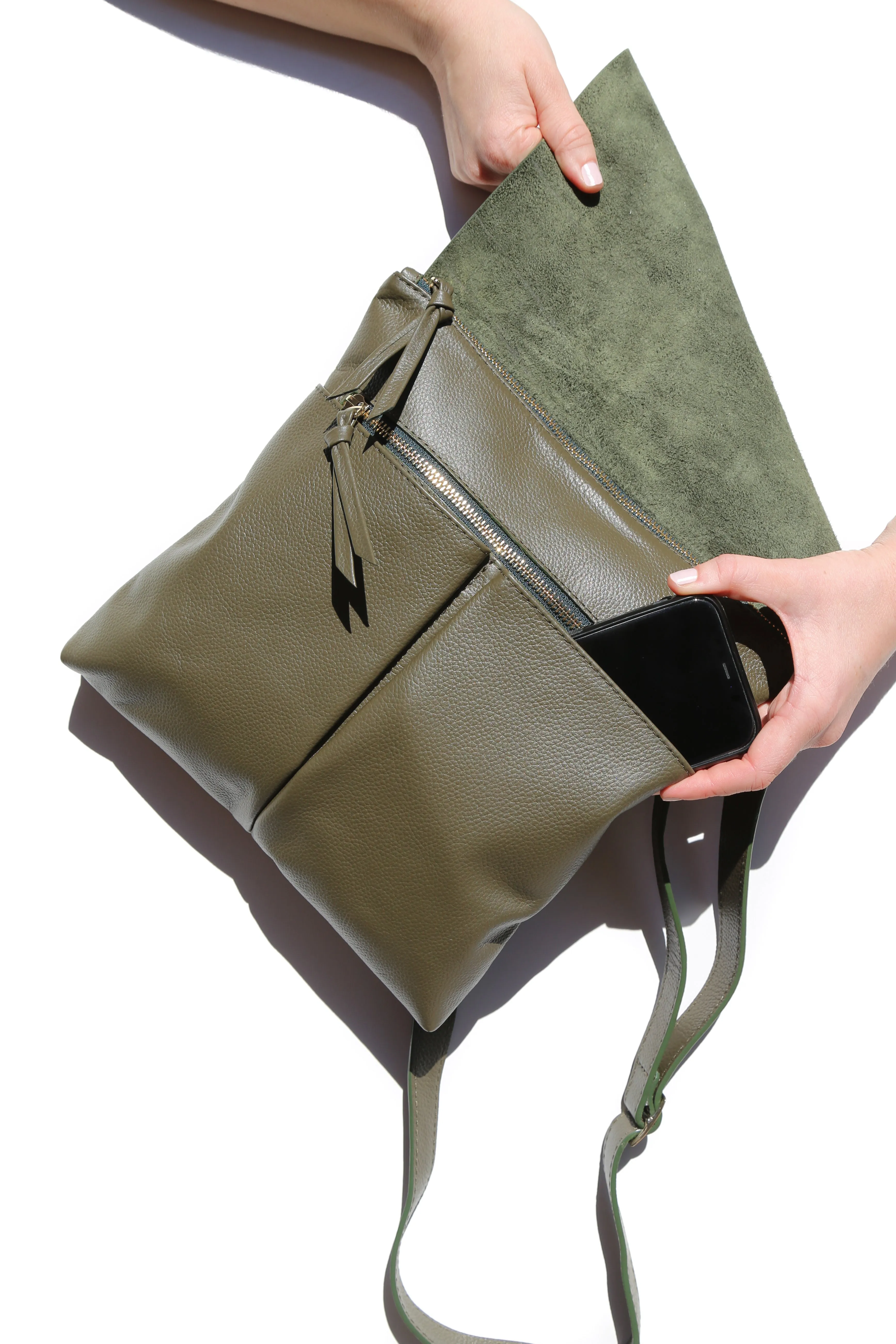 Barcelona Leather Handbag Olive Soft Leather