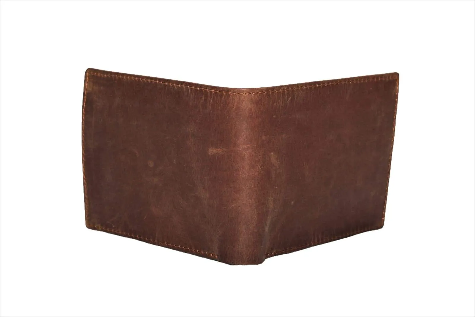 Bifold Distressed Leather Wallet side flap