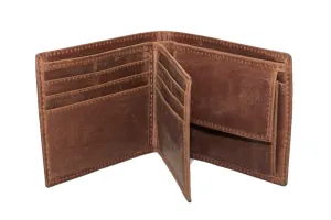 Bifold Distressed Leather Wallet side flap