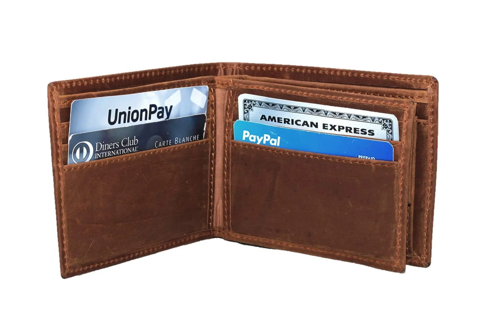 Bifold Distressed Leather Wallet side flap