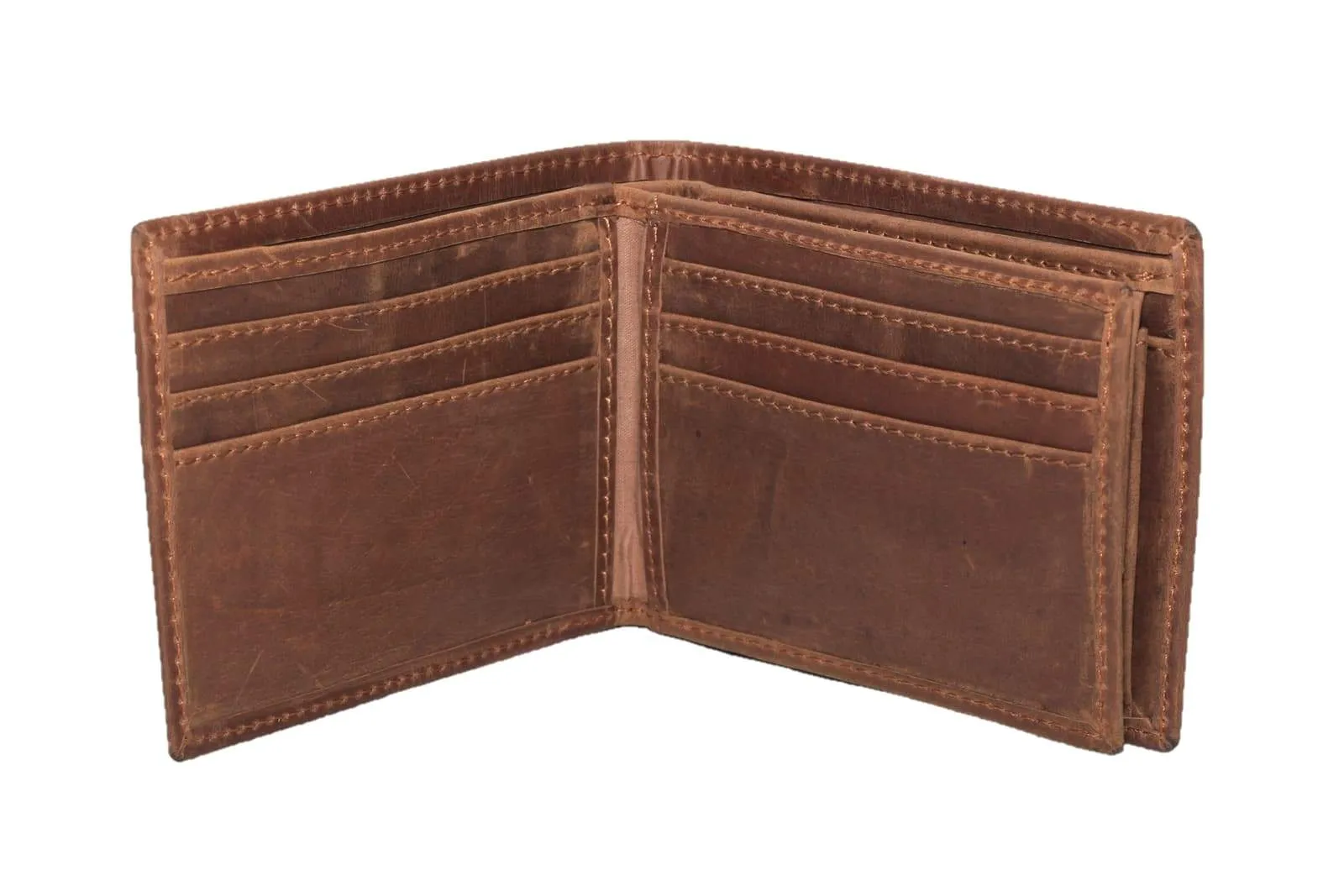 Bifold Distressed Leather Wallet side flap