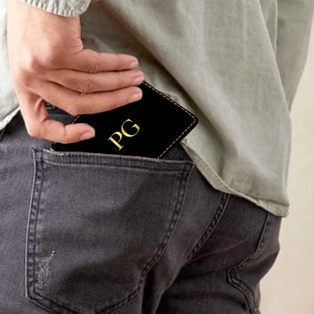 Black Customised Wallet for Men Anniversary Gifts - Initials