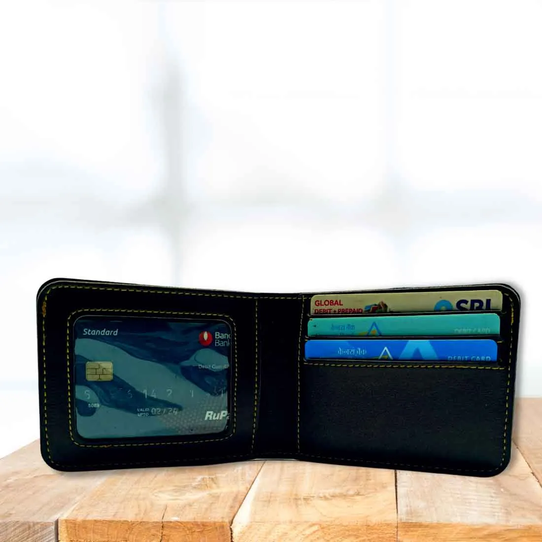 Black Customised Wallet for Men Anniversary Gifts - Initials