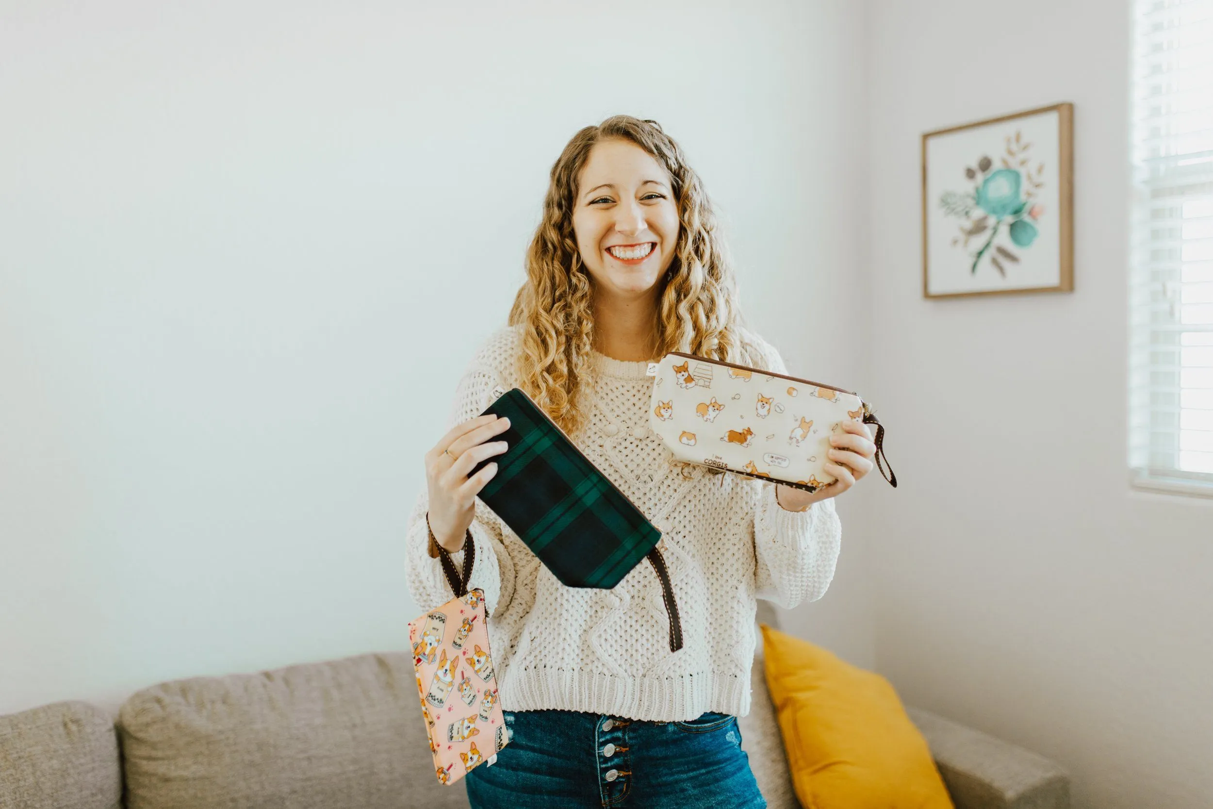 Blue Playful Dinos Dumpling Cosmetic Bag