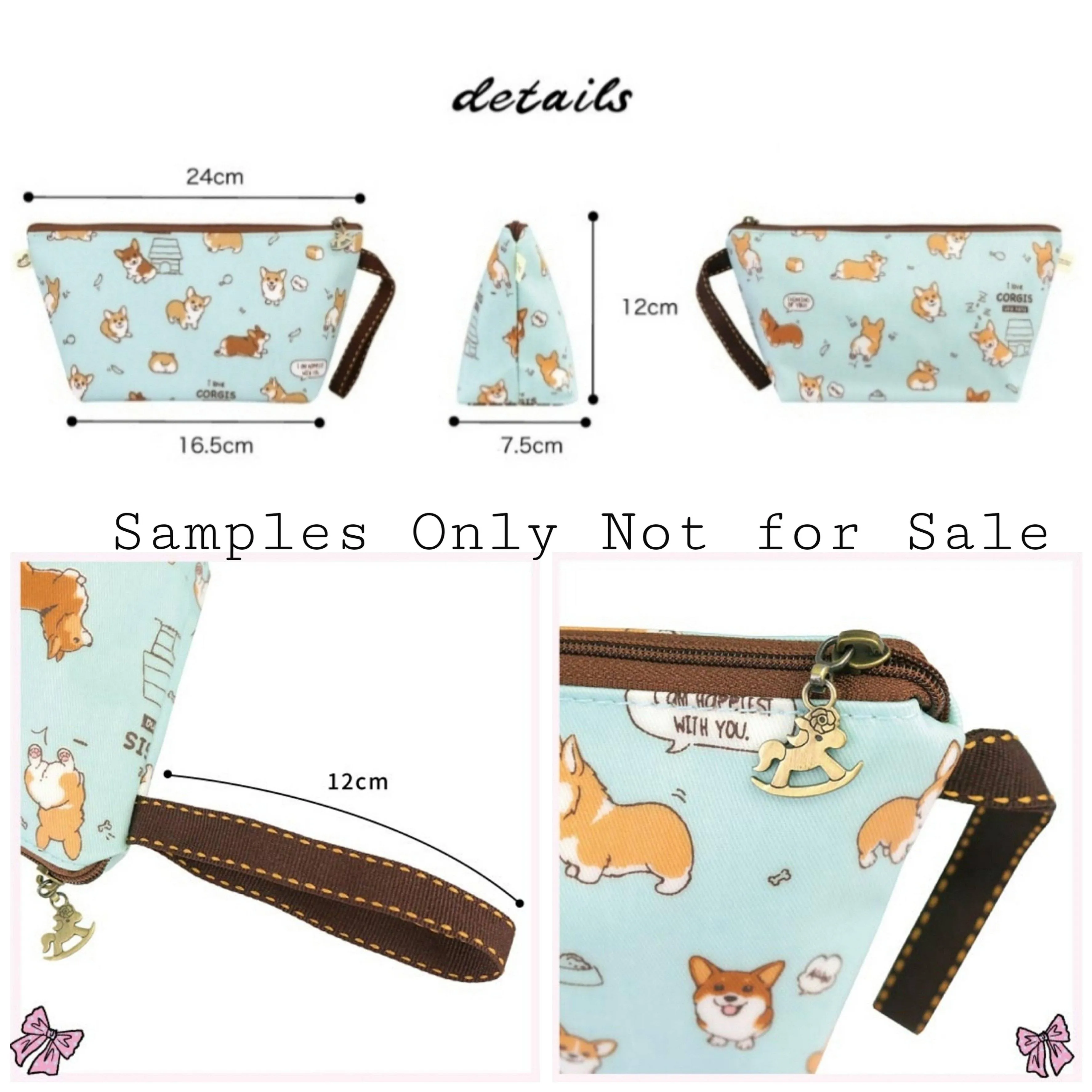 Blue Playful Dinos Dumpling Cosmetic Bag