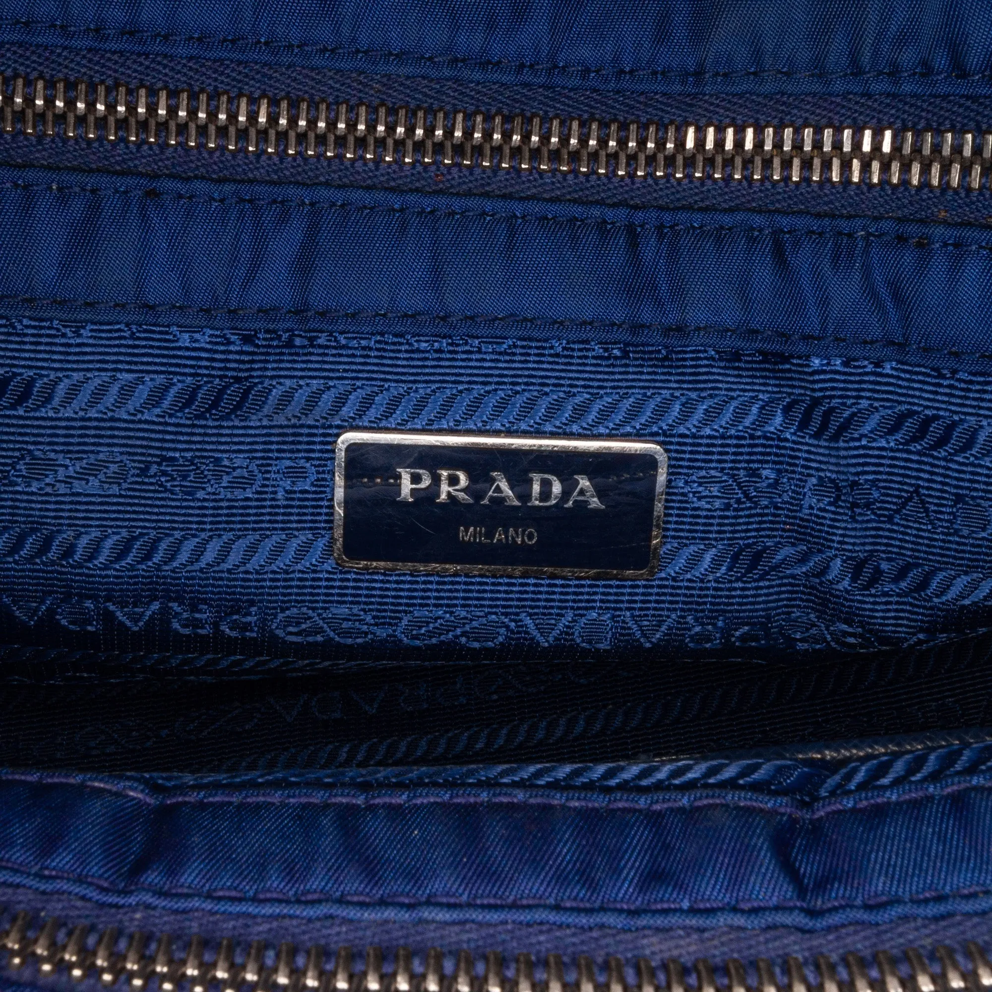 Blue Prada Tessuto Impuntu Tote Bag