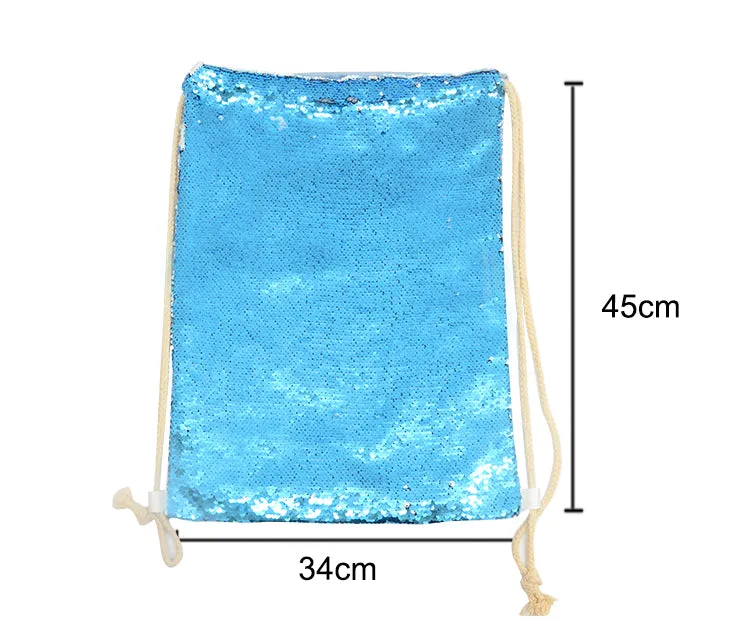 Blue Sequin drawstring bag - 34 x 45 cm
