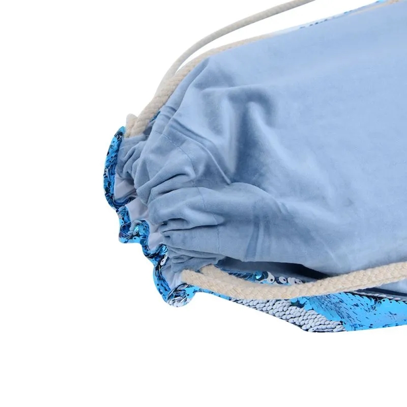 Blue Sequin drawstring bag - 34 x 45 cm