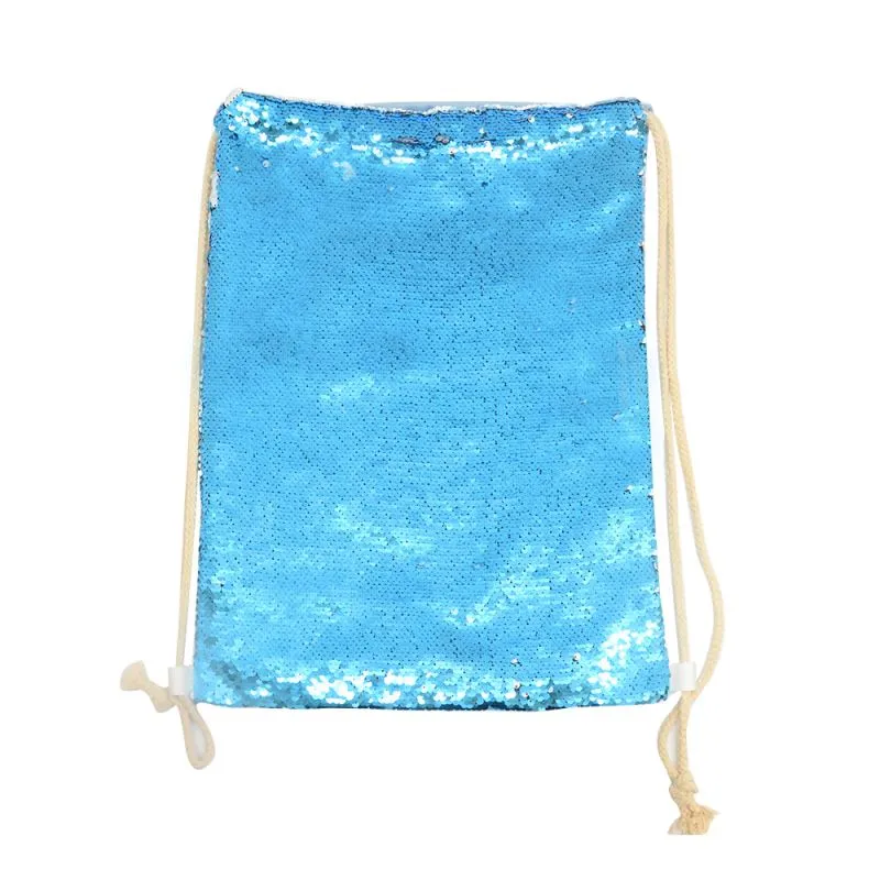 Blue Sequin drawstring bag - 34 x 45 cm
