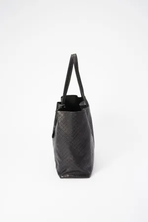 Bottega Veneta Black Leather Tote Bag with Butterfly Charm