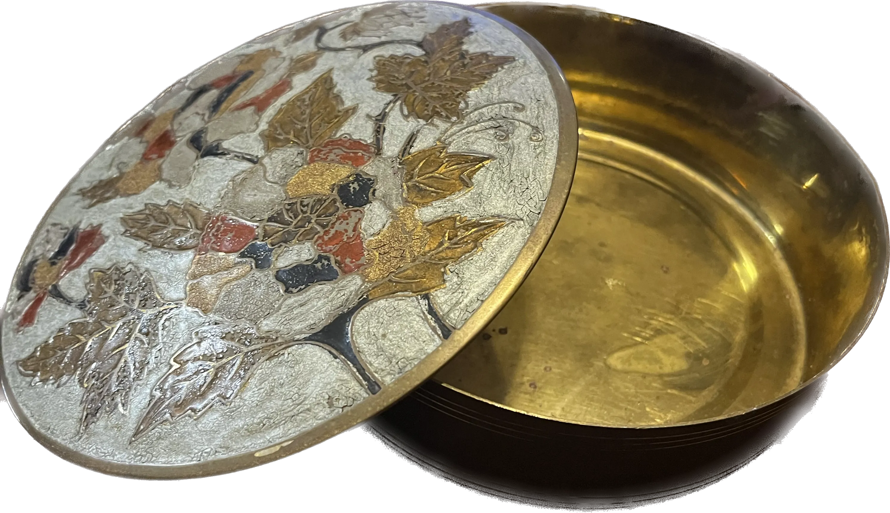 Brass holder with gorgeous inlay flowers