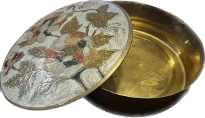Brass holder with gorgeous inlay flowers