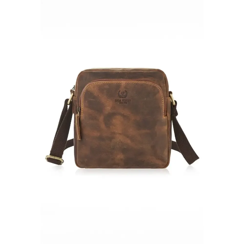 Brown - natural leather bag model 191535 galanter