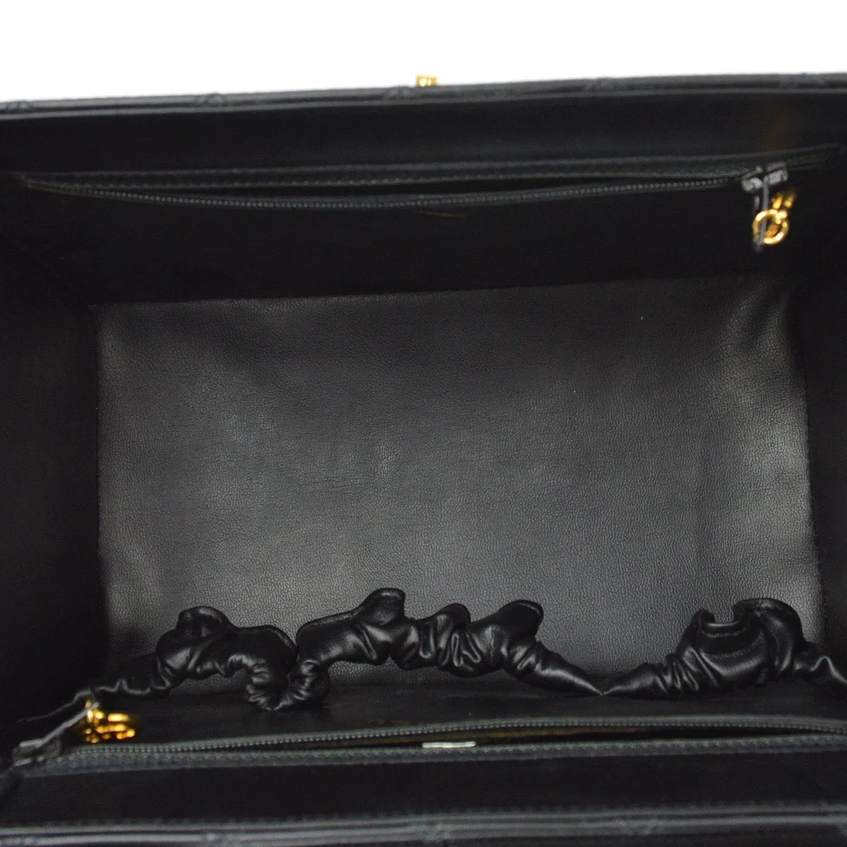 CHANEL 1994-1996 Black Lambskin Cosmoline 2way Vanity Bag AK17189d