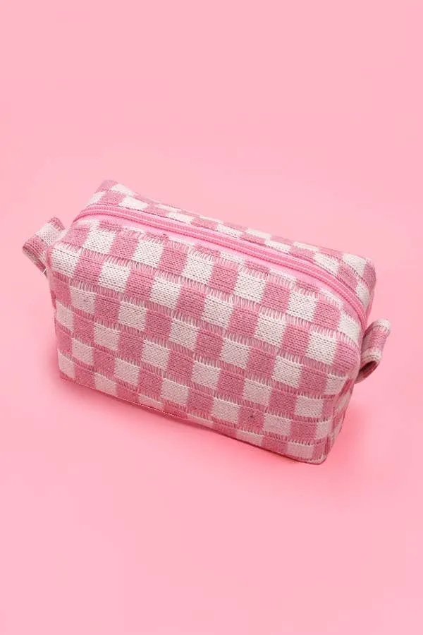 CHECKER MAKEUP COSMETIC POUCH BAG