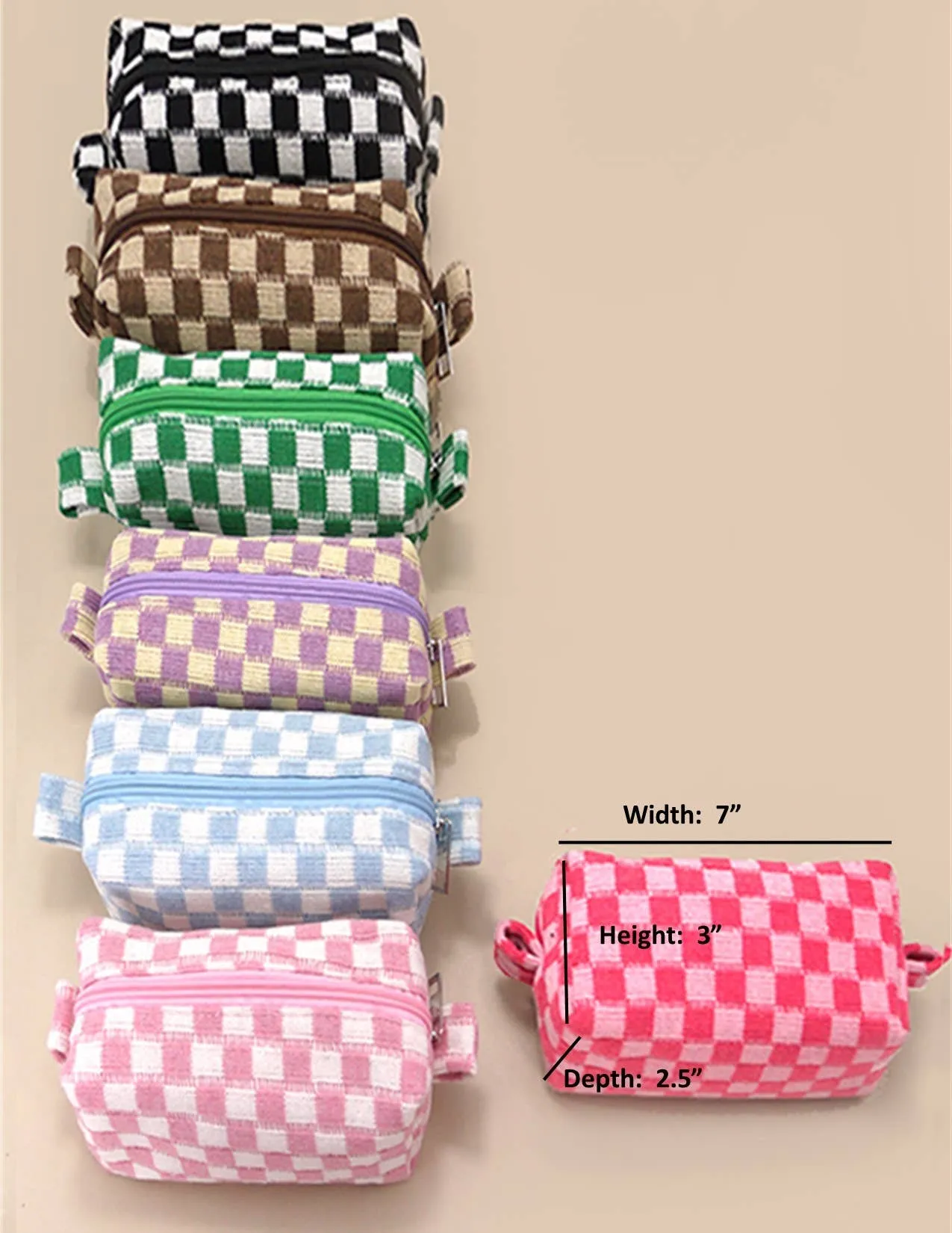 CHECKER MAKEUP COSMETIC POUCH BAG