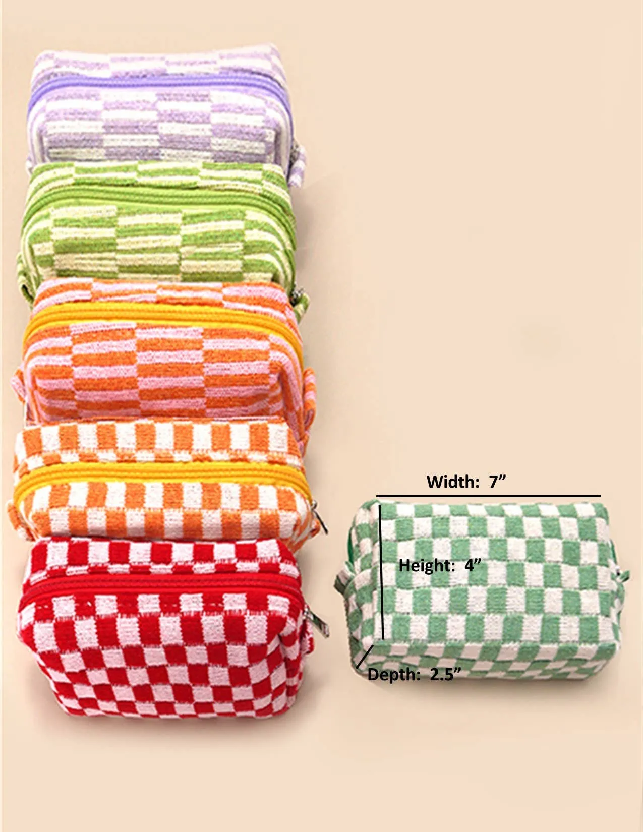 CHECKER MAKEUP COSMETIC POUCH BAG