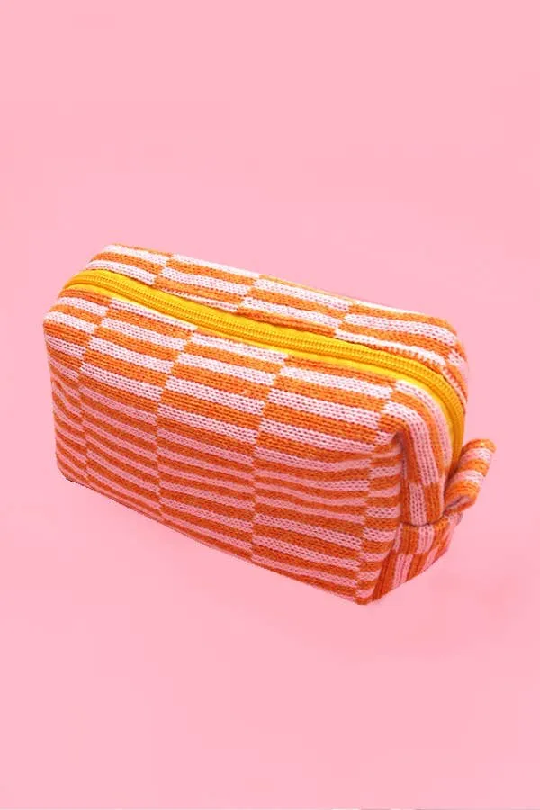 CHECKER MAKEUP COSMETIC POUCH BAG