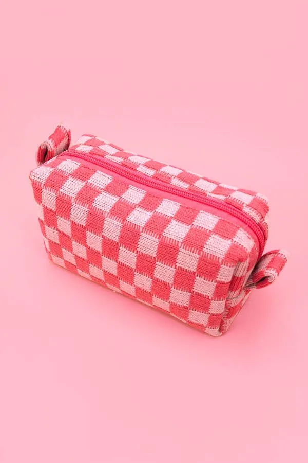 CHECKER MAKEUP COSMETIC POUCH BAG