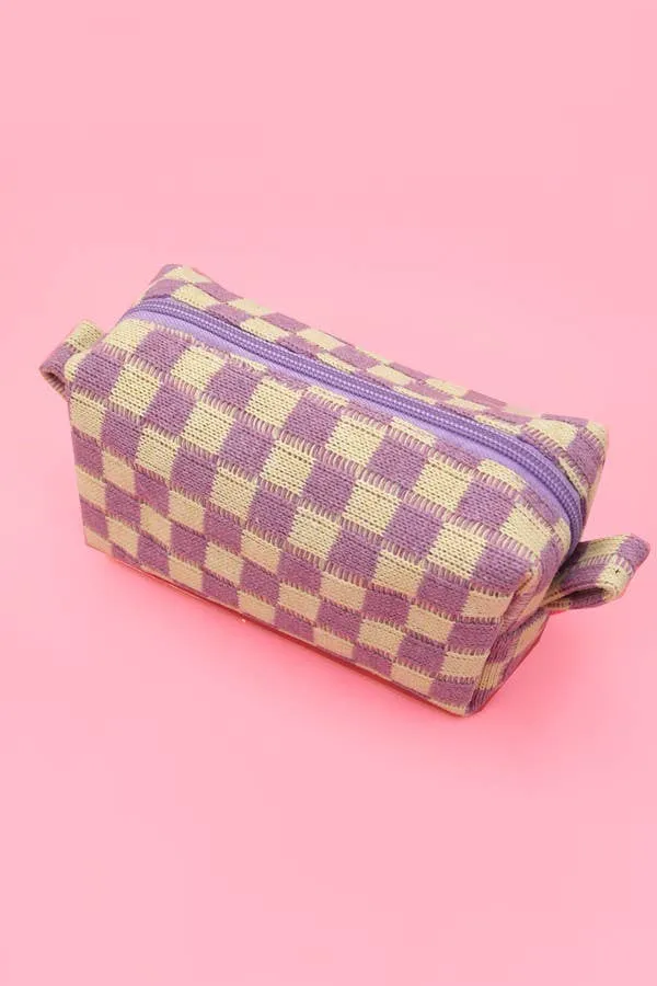 CHECKER MAKEUP COSMETIC POUCH BAG