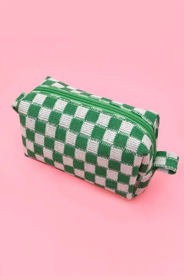 CHECKER MAKEUP COSMETIC POUCH BAG