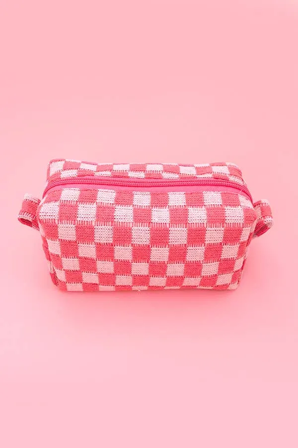 CHECKER MAKEUP COSMETIC POUCH BAG