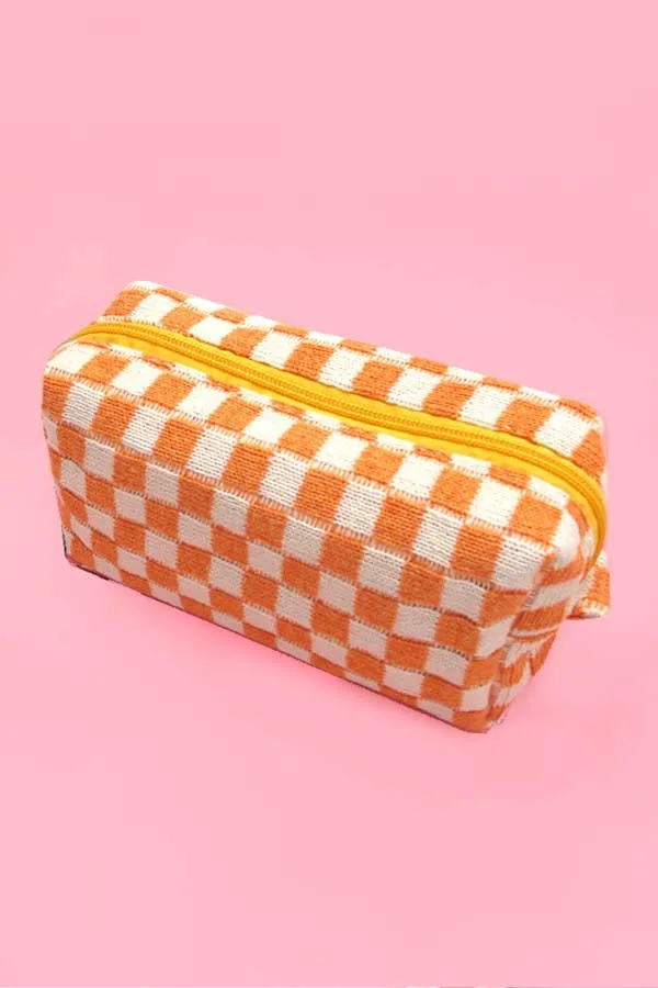 CHECKER MAKEUP COSMETIC POUCH BAG