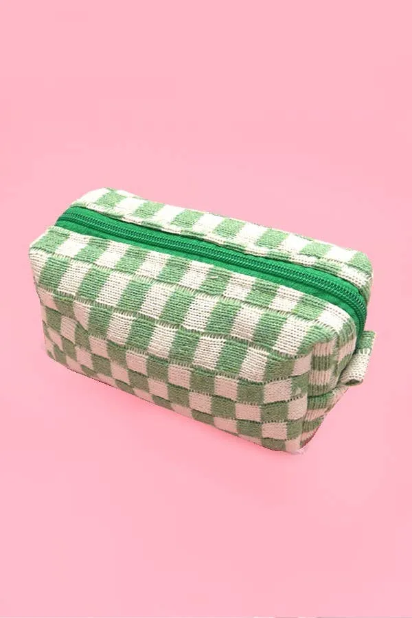 CHECKER MAKEUP COSMETIC POUCH BAG