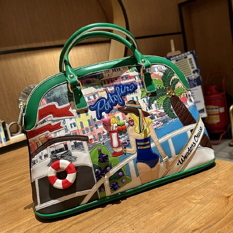 Chh Chrome Heart Leather Bag Splicing Embroidered Women's Bag