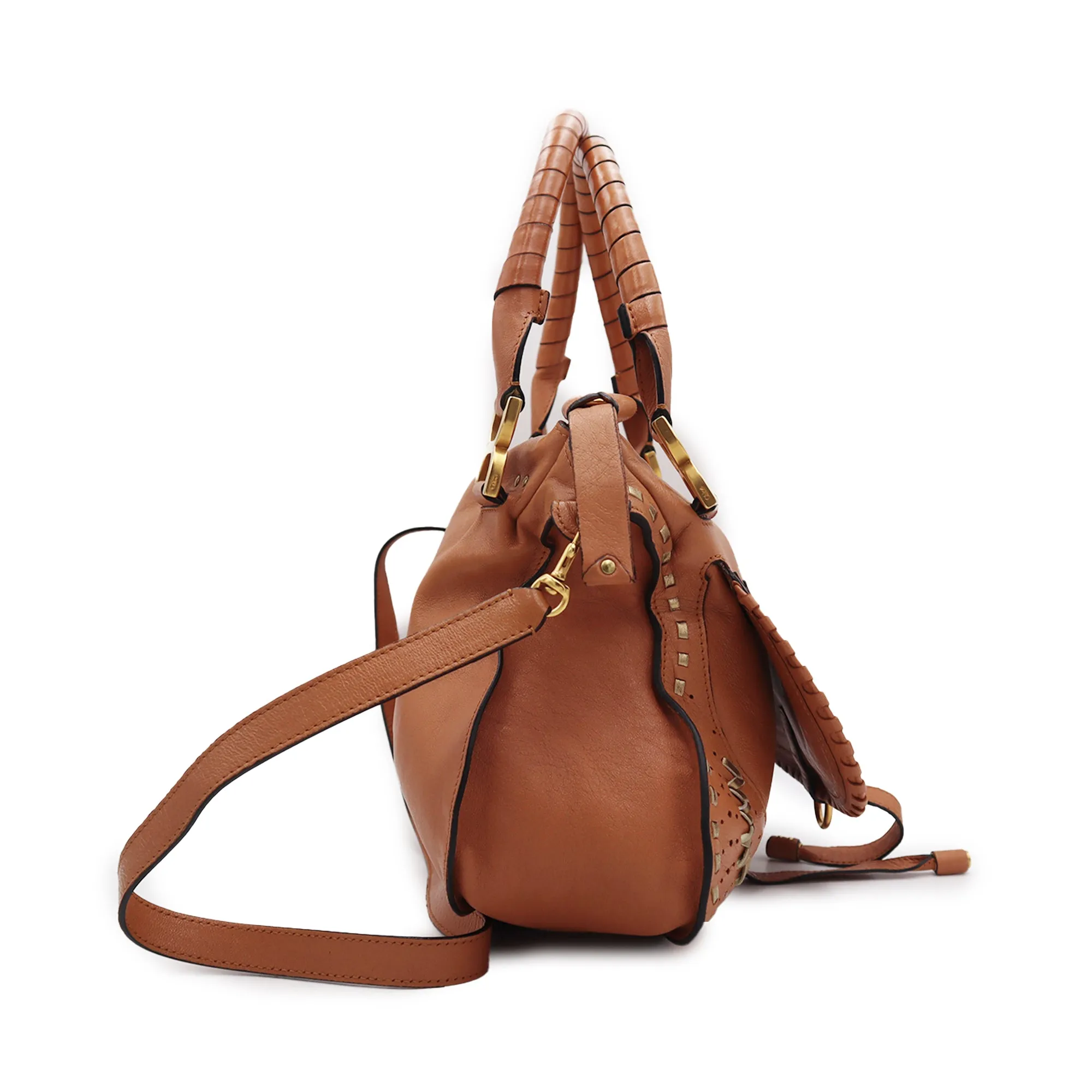 Chloe Calfskin Medium Perforated Marcie Top Handle Bag