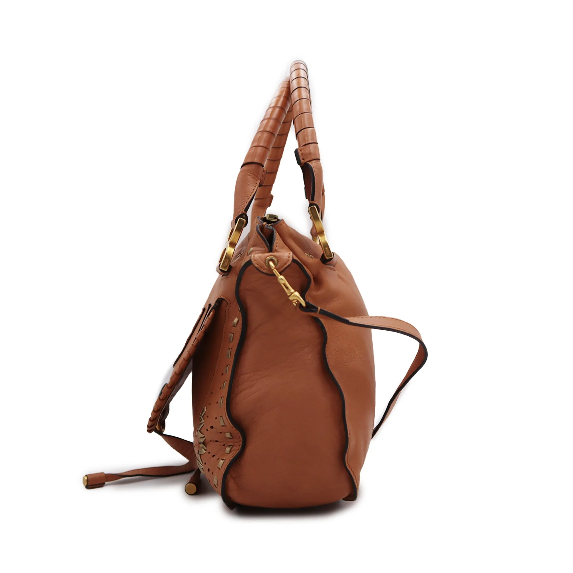 Chloe Calfskin Medium Perforated Marcie Top Handle Bag