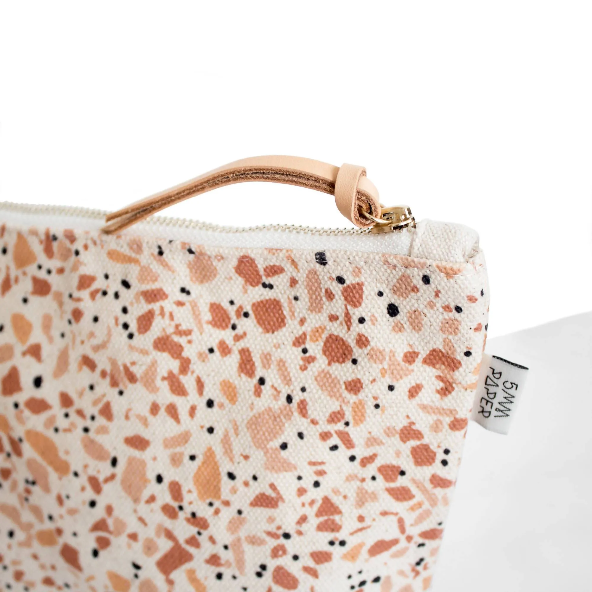 Cotton Canvas Cosmetic / Make-up Bag - Terrazzo Terracotta