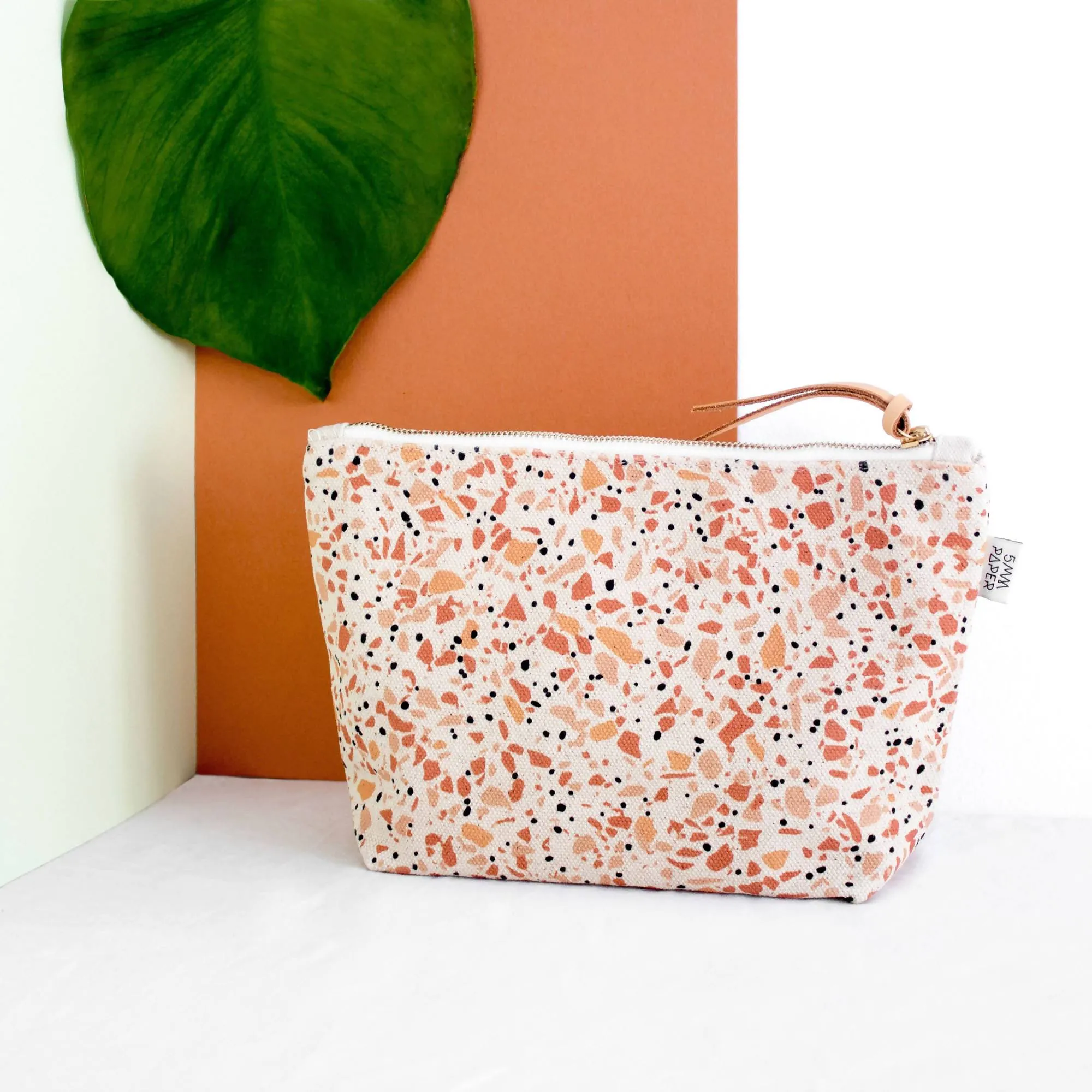 Cotton Canvas Cosmetic / Make-up Bag - Terrazzo Terracotta