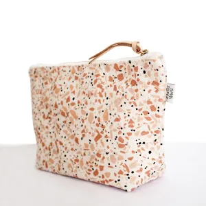 Cotton Canvas Cosmetic / Make-up Bag - Terrazzo Terracotta