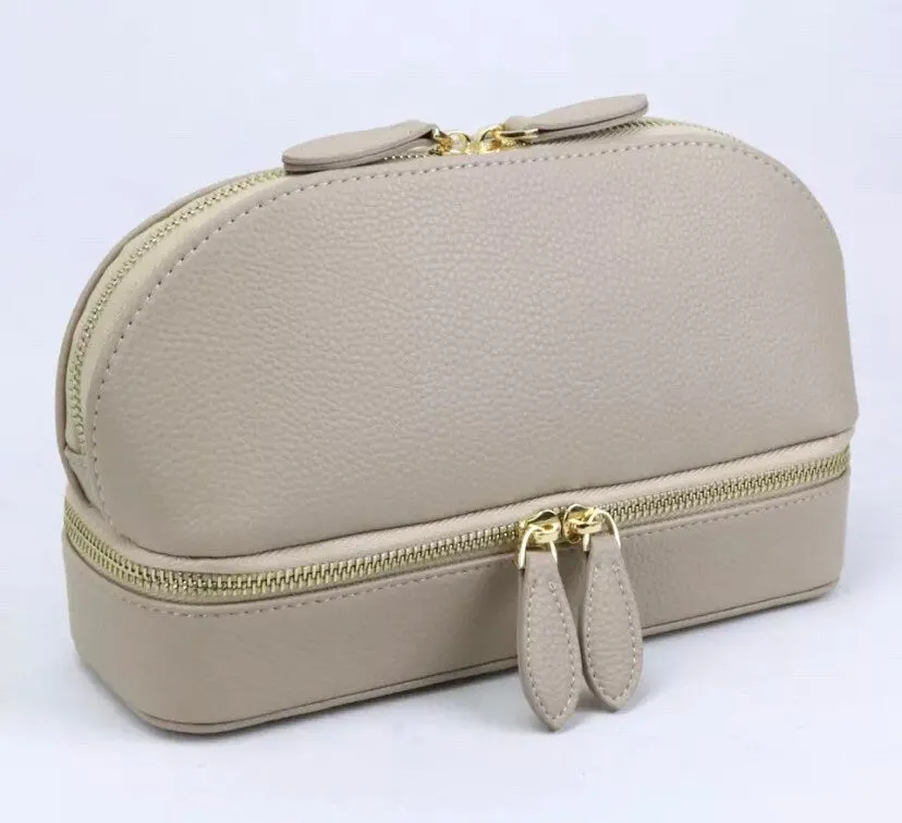 Custom leather 2 in 1 jewelry/makeup travel bag, jewelry case, box, bridesmaids gift, vacation, traveling case,vanity pouch