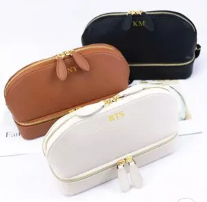 Custom leather 2 in 1 jewelry/makeup travel bag, jewelry case, box, bridesmaids gift, vacation, traveling case,vanity pouch