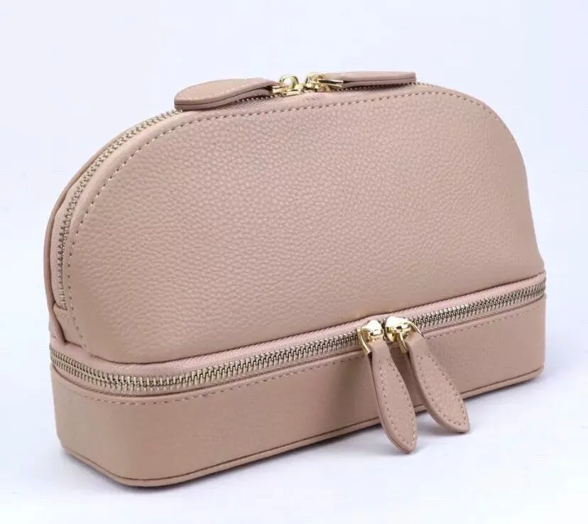 Custom leather 2 in 1 jewelry/makeup travel bag, jewelry case, box, bridesmaids gift, vacation, traveling case,vanity pouch
