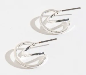 Double Hoop Silver Earrings