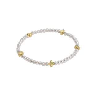 E Newton Pearl Signature Cross Pattern Bead Bracelet - Small Cross