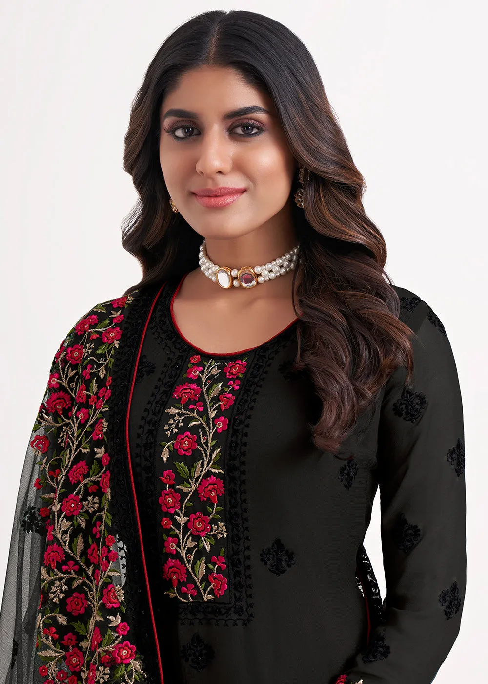 Fancy Stunning Black Eid Festive Salwar Suit