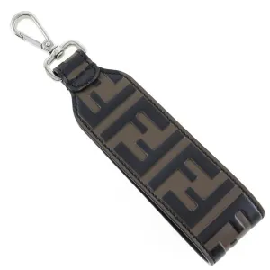 FENDI charm leather Brown key ring FF logo Women(Unisex) Used