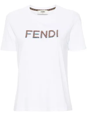FENDI Embroidered Logo Cotton T-Shirt (SS24)