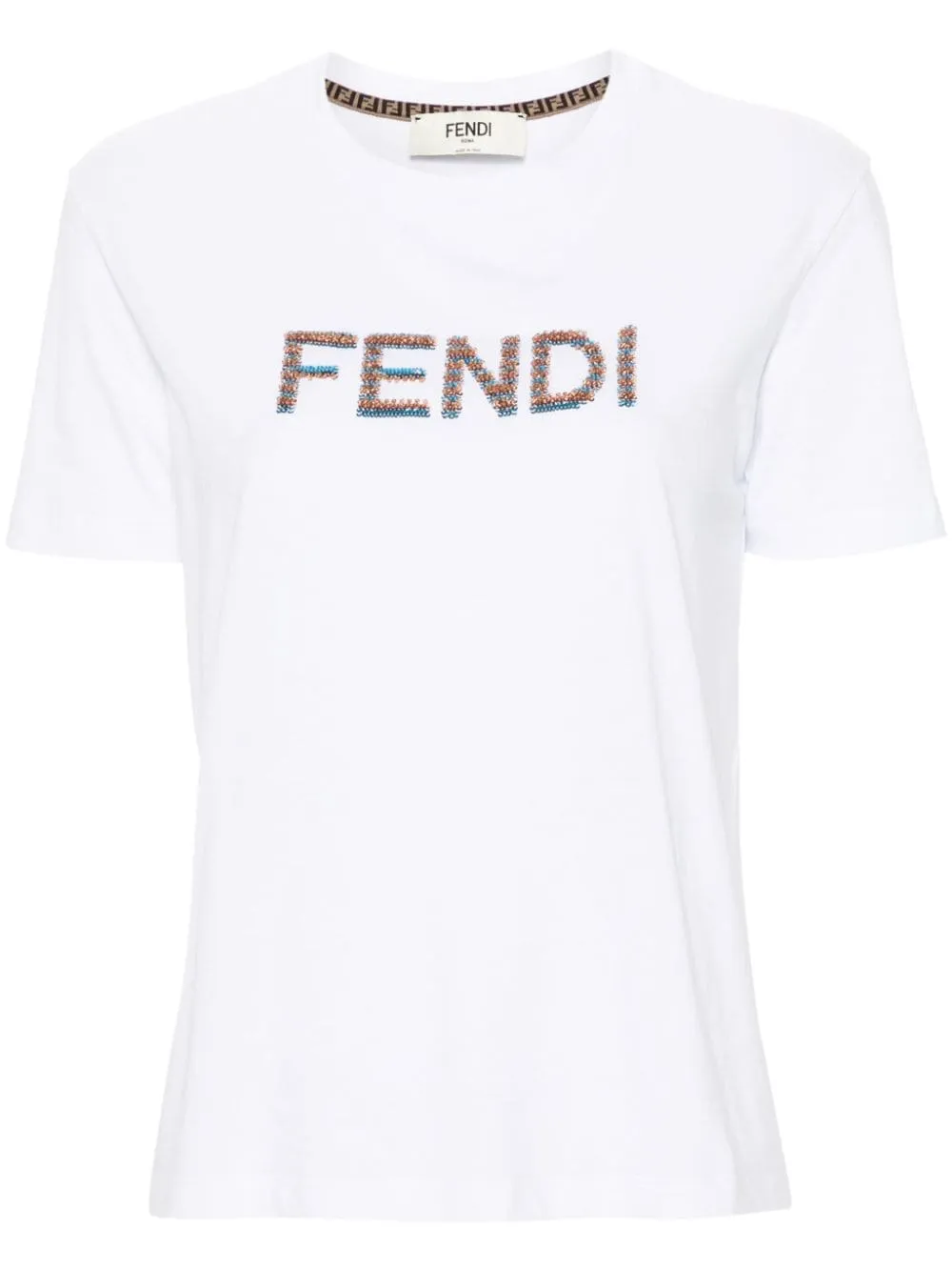 FENDI Embroidered Logo Cotton T-Shirt (SS24)